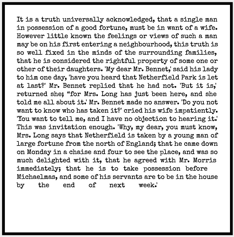 Excerpt from 'Pride and Prejudice'by Jane Austen