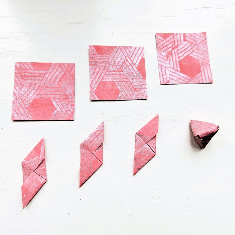 2. folded two pyramids.