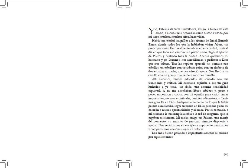 Maquetación páginas del libro en papel, con marcas de corte y sangrado. El renacer de los infieles, Clic Maquetación 