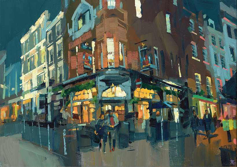 Carnaby Street Pub, London, acrylic on canvas