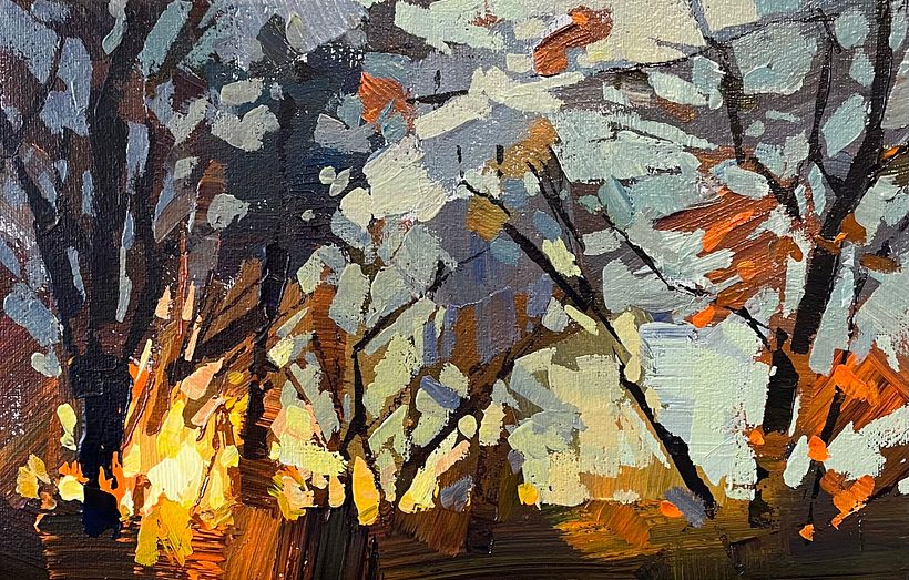 Sun Light Through Trees, acrylic on canvas