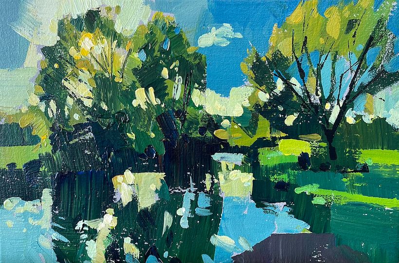 Spring Trees, acrylic on canvas