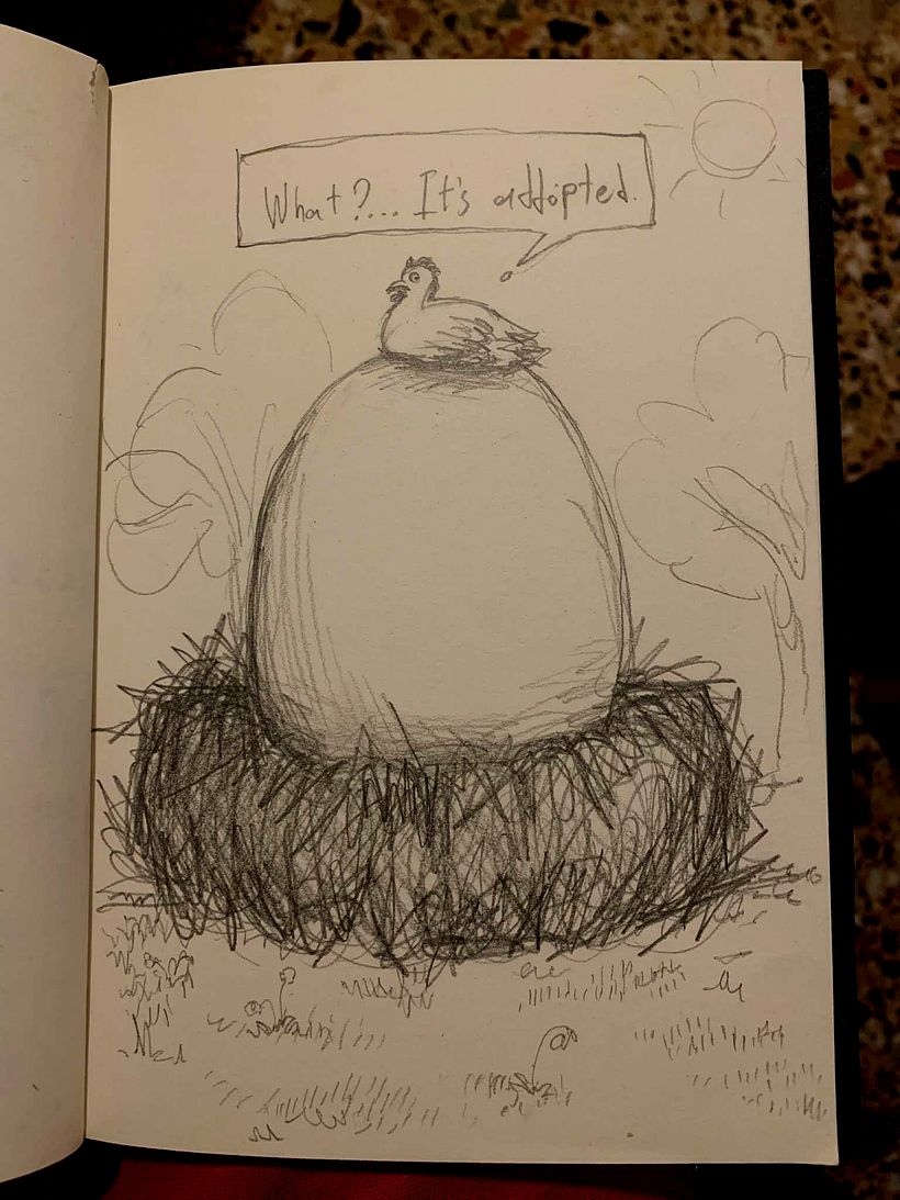 A funny pencil sketch from sketchbook, 2024