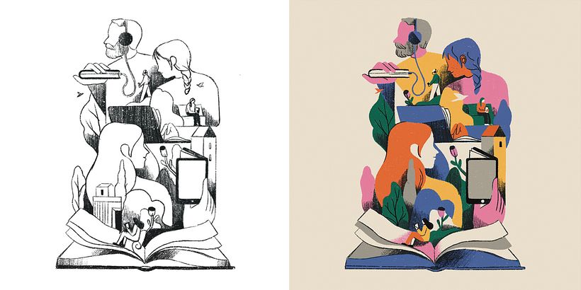 Line and color sketch