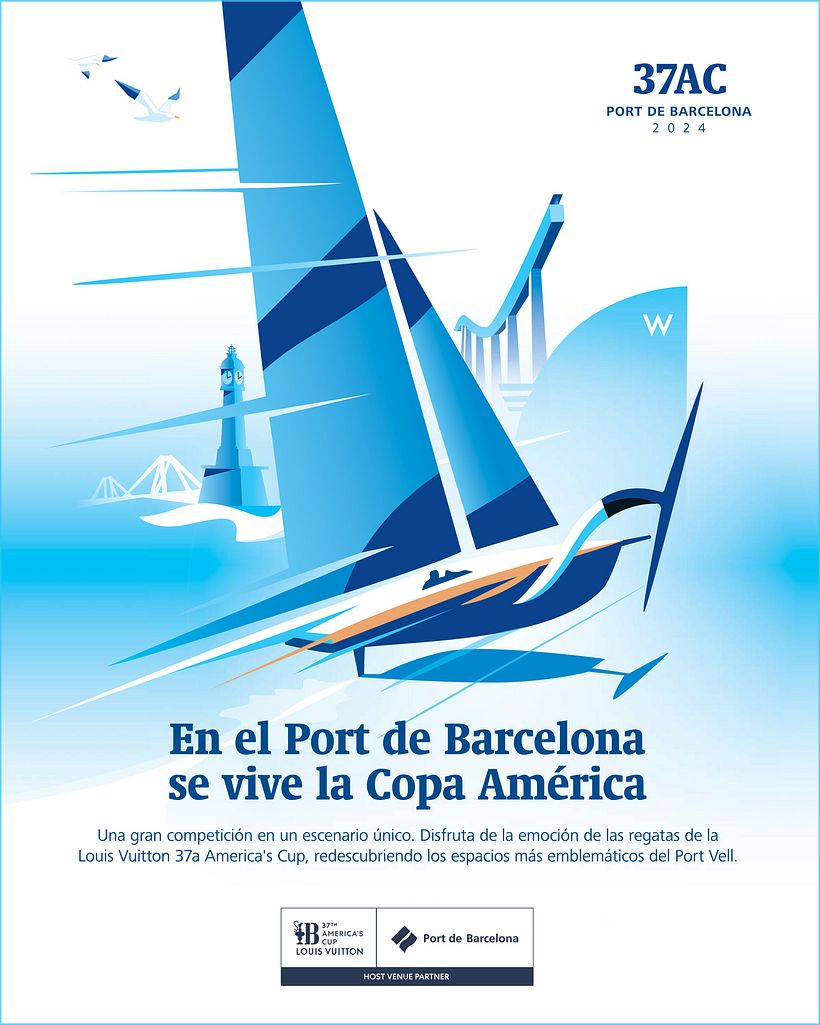 PORT de BARCELONA. IIustración del anuncio Institucional de la 37a Copa América de Vela 1