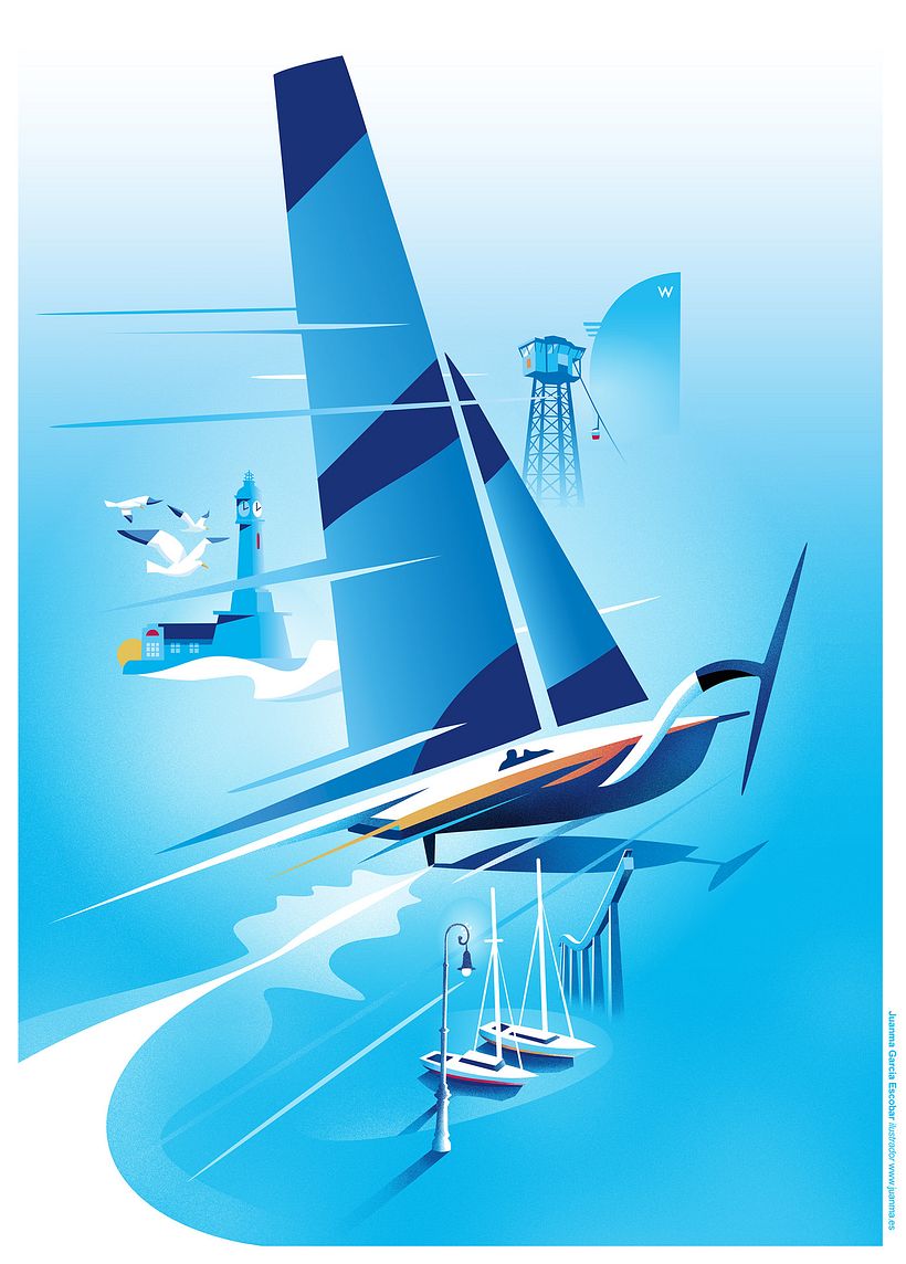 PORT de BARCELONA. IIustración del anuncio Institucional de la 37a Copa América de Vela 3