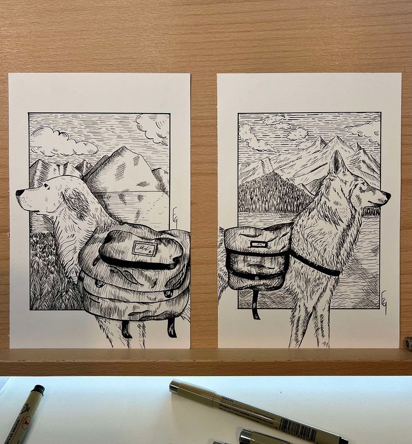 My first 2 trials. The right one is actually my dog, so I like it a bit more! ;) What do you think? ^_^