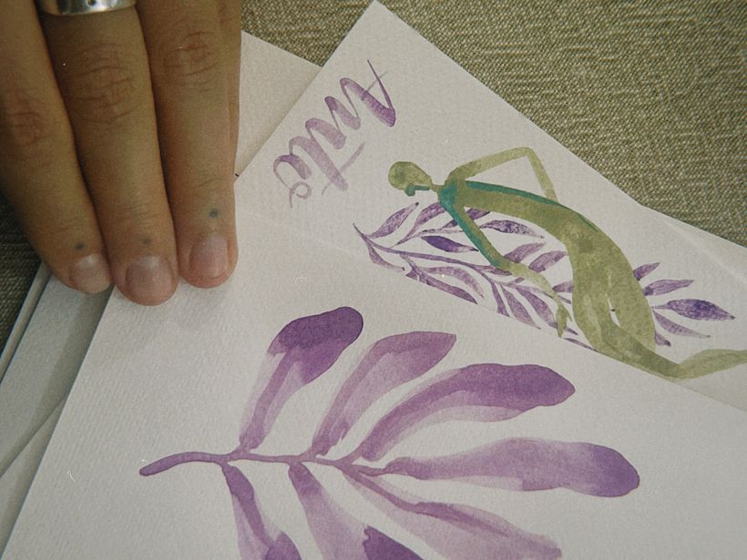 Proceso de acuarelas, pruebas de lettering.