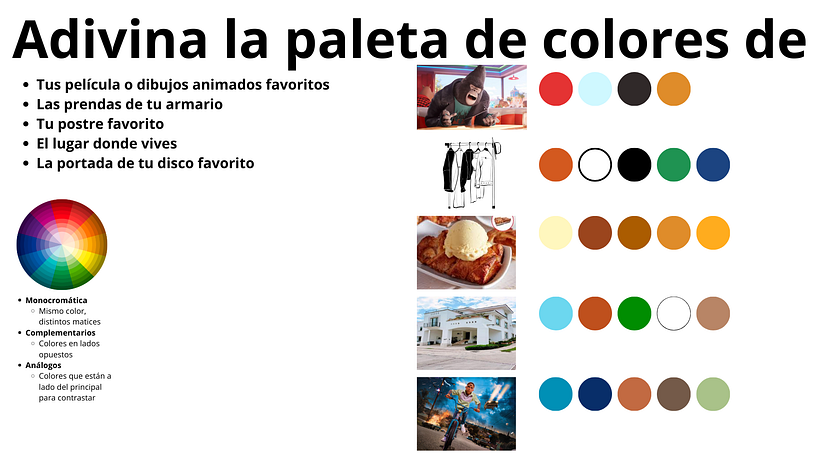 Ejercicio adivinanza colores cosas favoritas