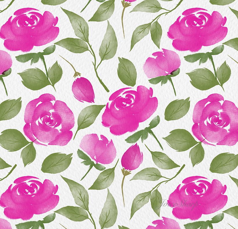 Watercolour Roses Digital Pattern