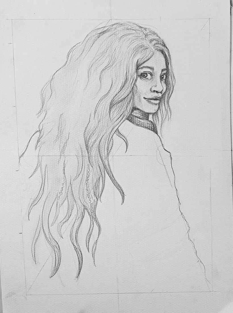 Fotografía de primer boceto a lápiz.