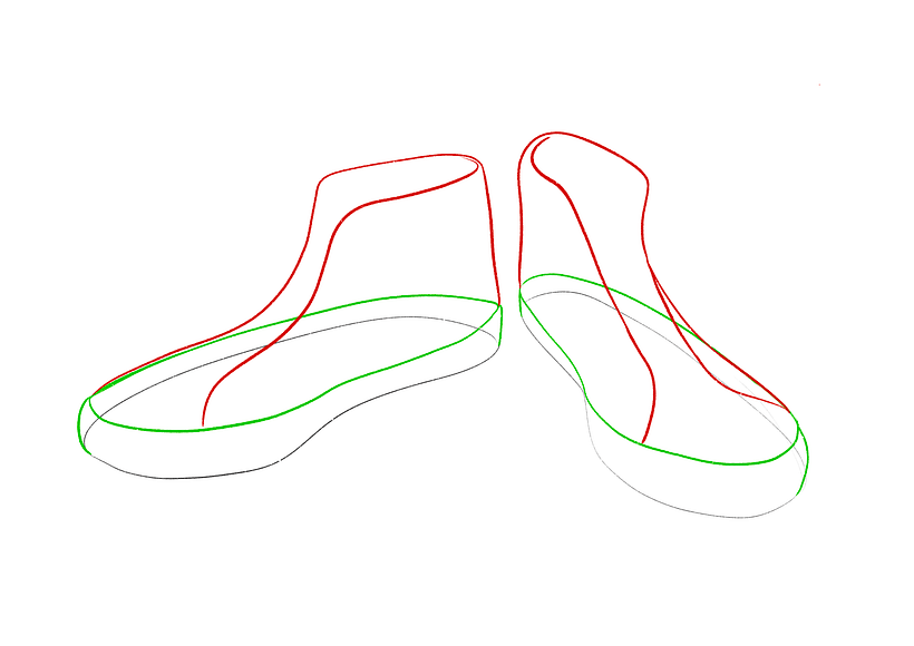 Drawing the body of the shoes