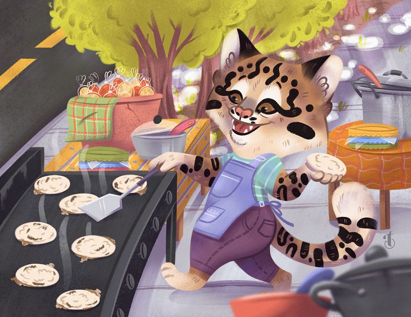 The result is Mrs. Ocelot making pupusas! A common activity in almost every place and street in my country.