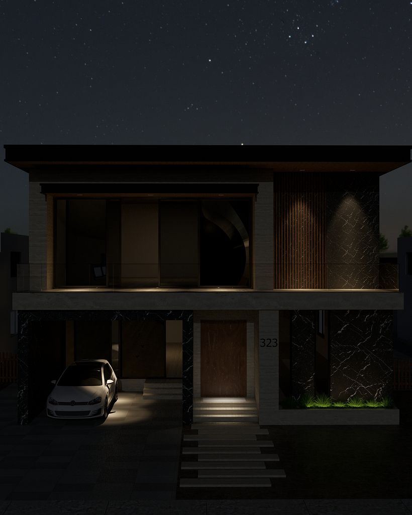 Exterior noche casa 323