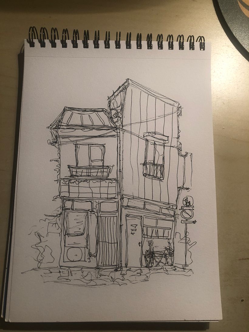 Dibujo a rotulador de la propuesta del profesor, para el proyecto final.