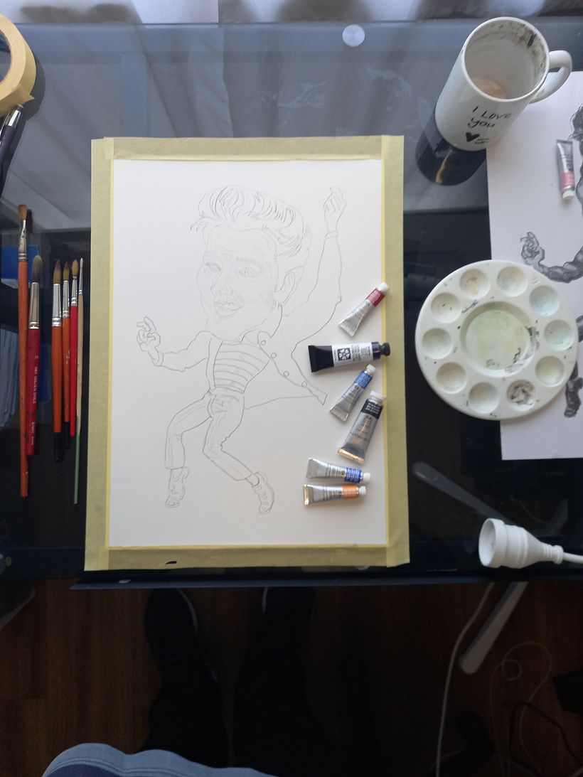 Elvis -mixed media-mainly watercolour 1