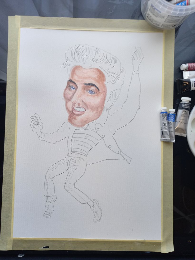 Elvis -mixed media-mainly watercolour 3