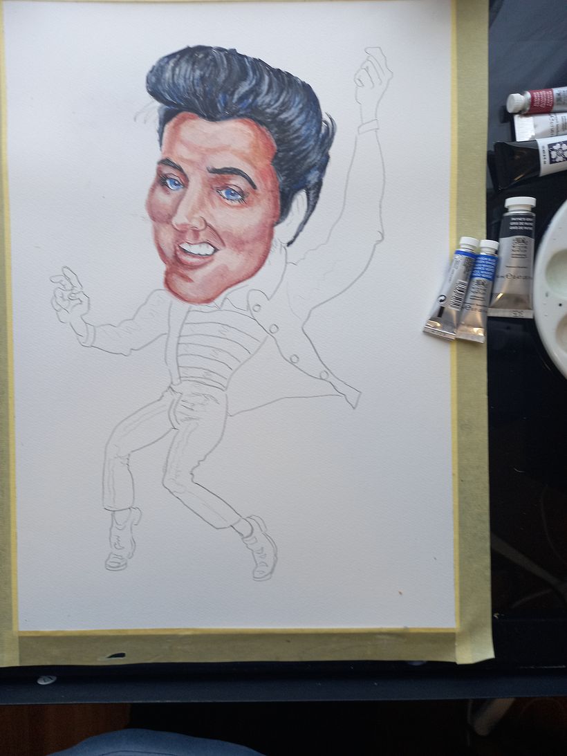 Elvis -mixed media-mainly watercolour 4