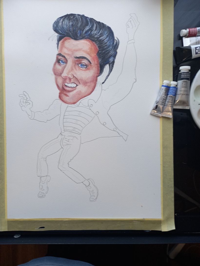 Elvis -mixed media-mainly watercolour 5