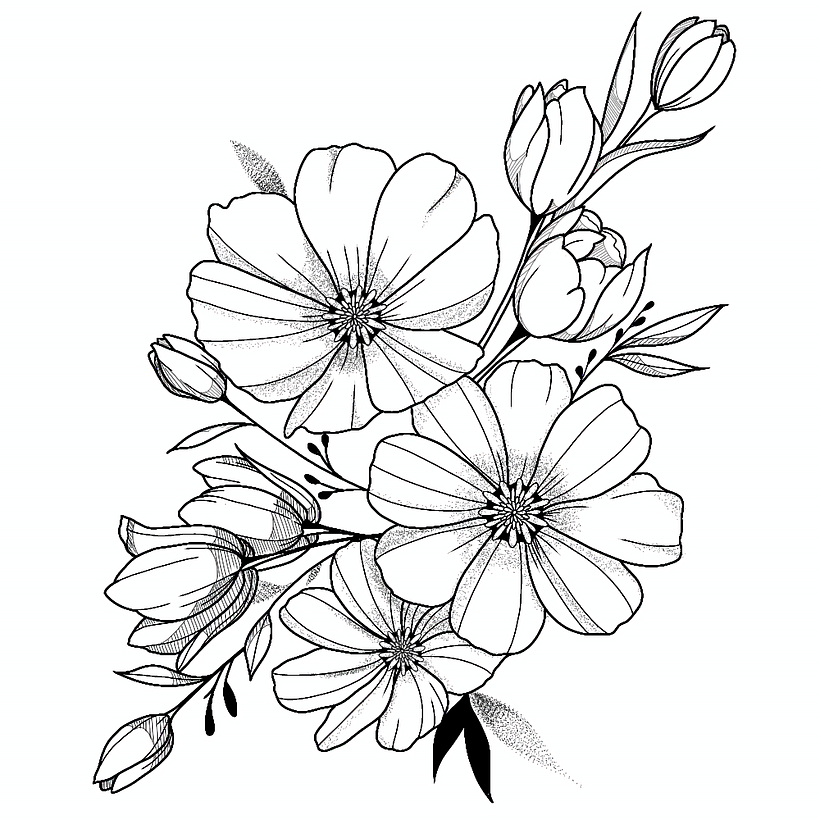 My project for course: Botanical Tattoo with Pointillism 1