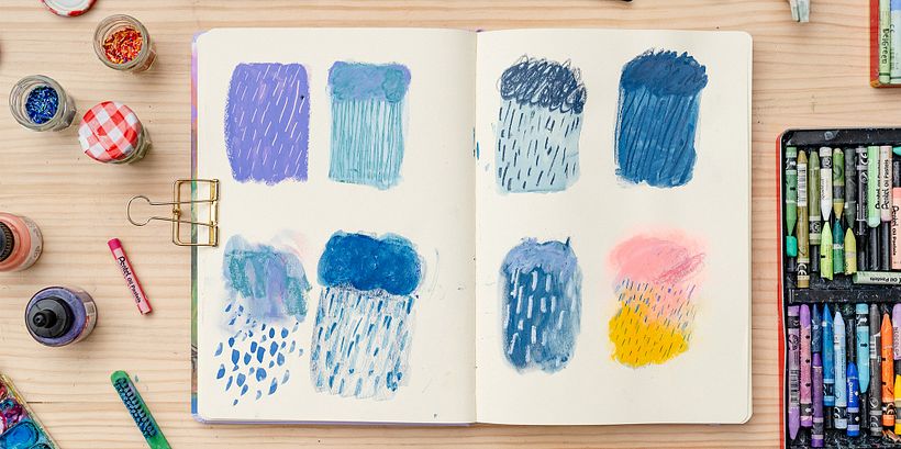 Ejercicios de dibujo en cuaderno de Sarah van Dongen