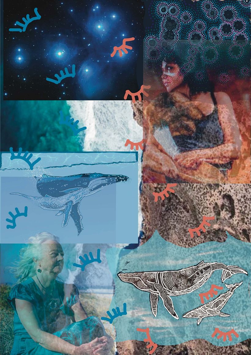 “Walking Both Ways” - digital artwork incorporating images of humpback whales using different techniques/ approaches