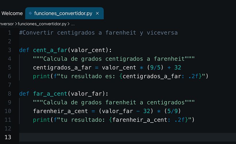 Funciones que contienen las formulas para convertir los grados