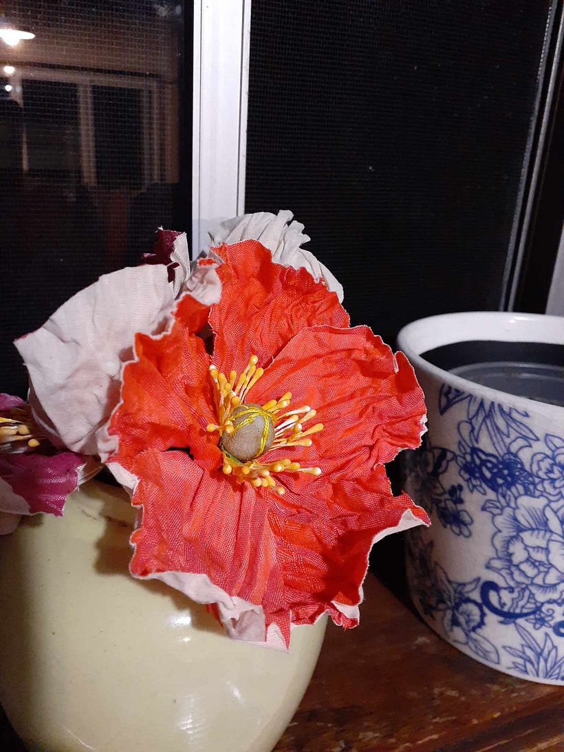 My project for course: Floral Textiles: I made poppies using your method.  I love poppies.  Made a hat for my mum.  5