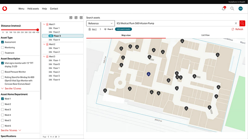 Searching assets results - Map view mode