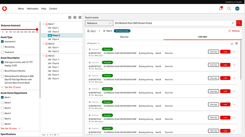 Searching assets results - Tabs view mode