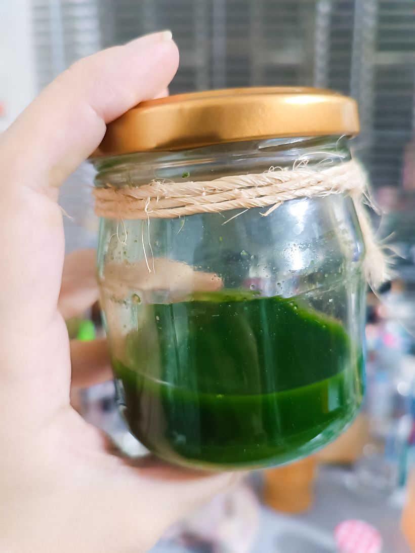 Tinta de espinaca con el método de triturado 