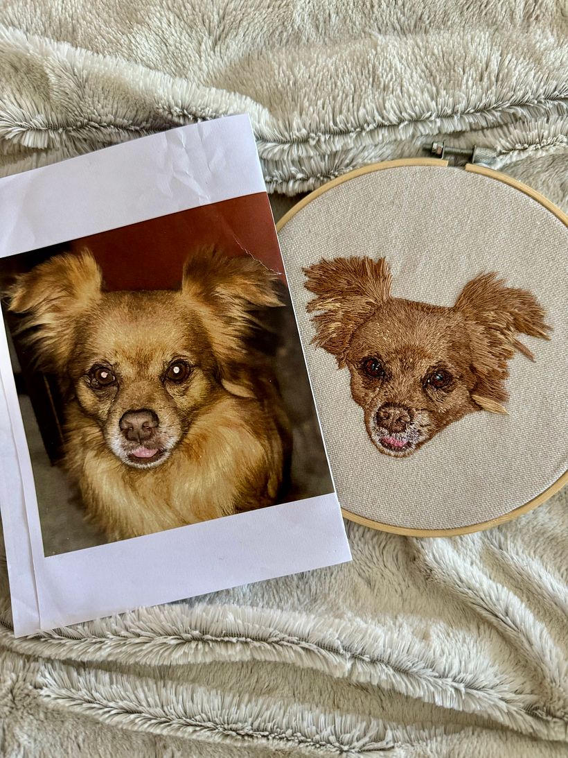 Retrato bordado pelo a pelo: Pinky - Artesanía