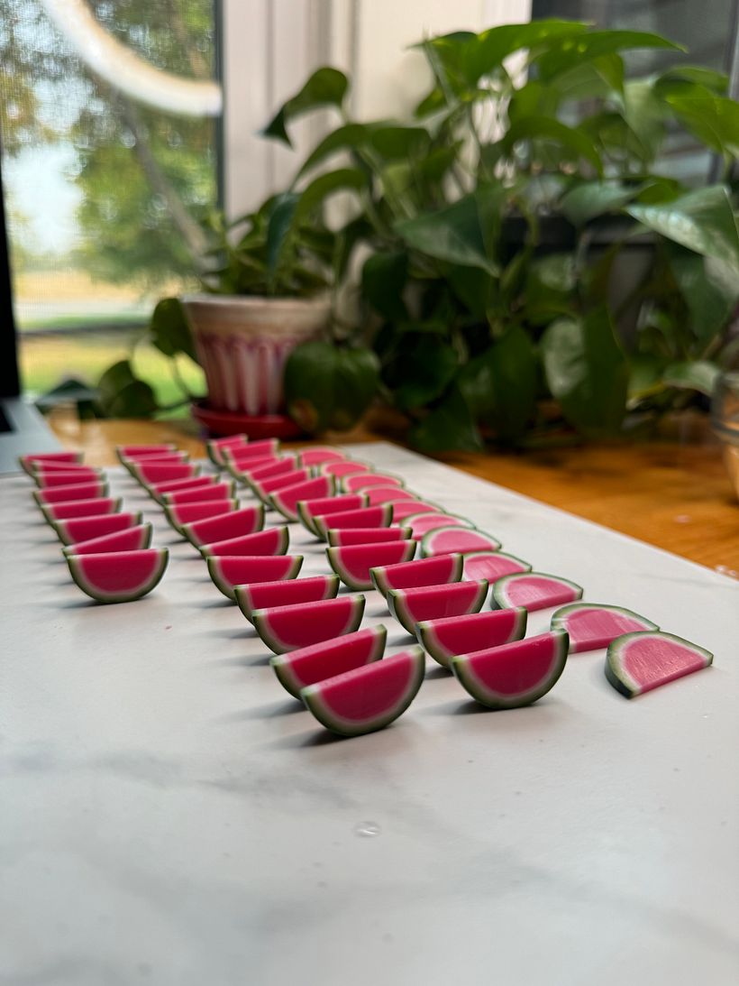 The start of a fruit collection, with polymer clay watermelon!