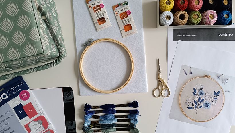 flores bordado materiales agujas fieltro creatividad diseño