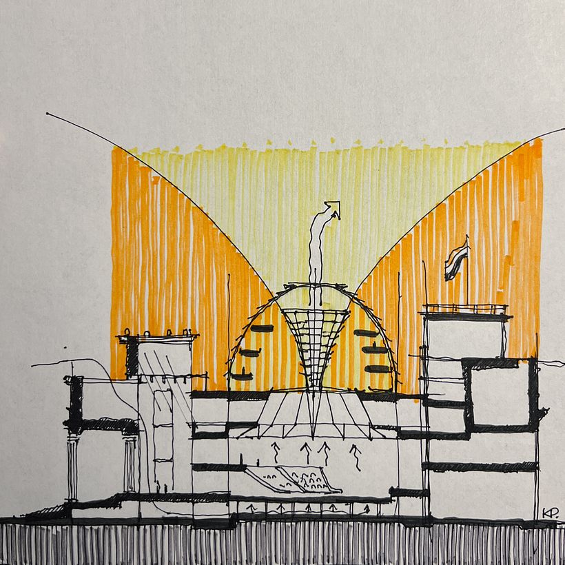I drew a section of a building I like, all with the intention of understanding it.