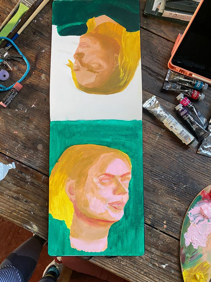 Breaching the Stillness Exercises I + II for course: Expressive Oil Portrait Painting: Color and Gesture 1