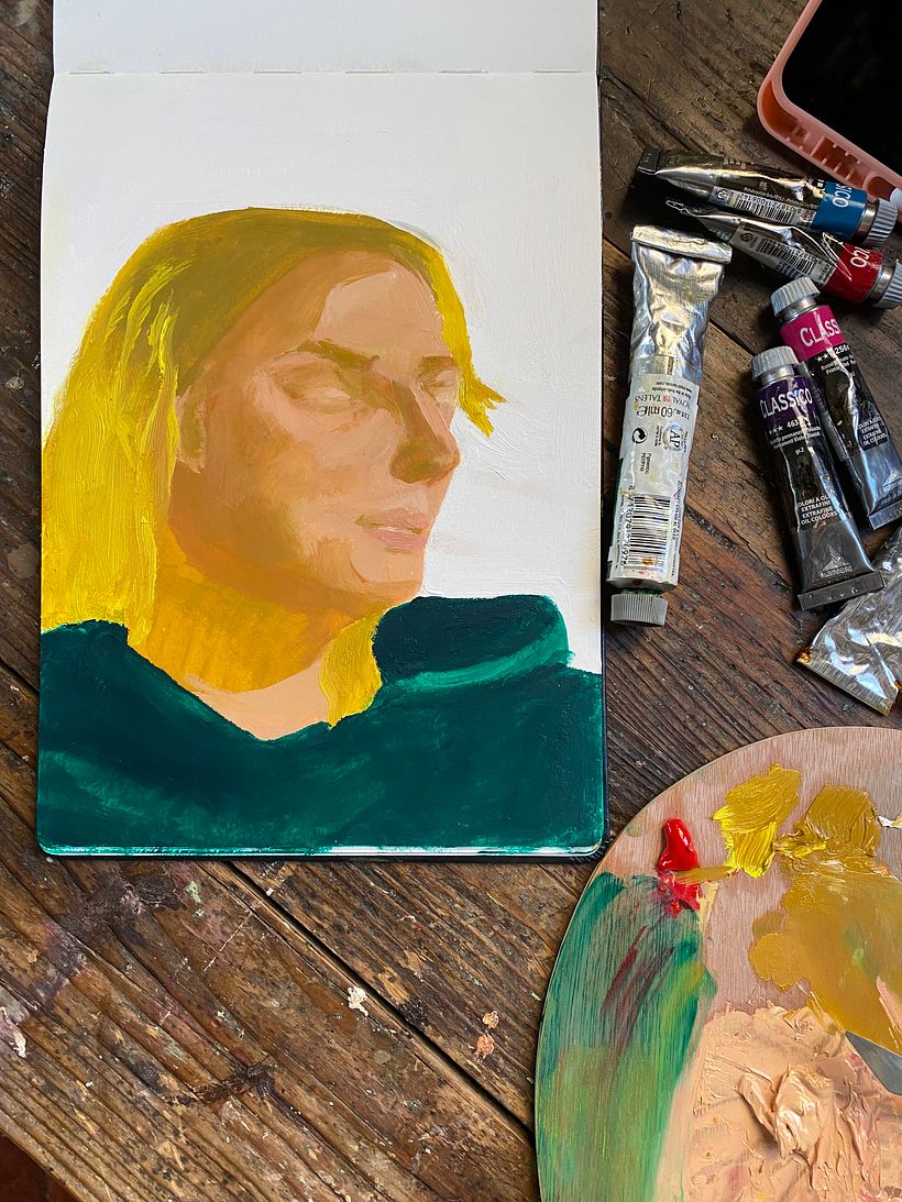 Breaching the Stillness Exercises I + II for course: Expressive Oil Portrait Painting: Color and Gesture 2