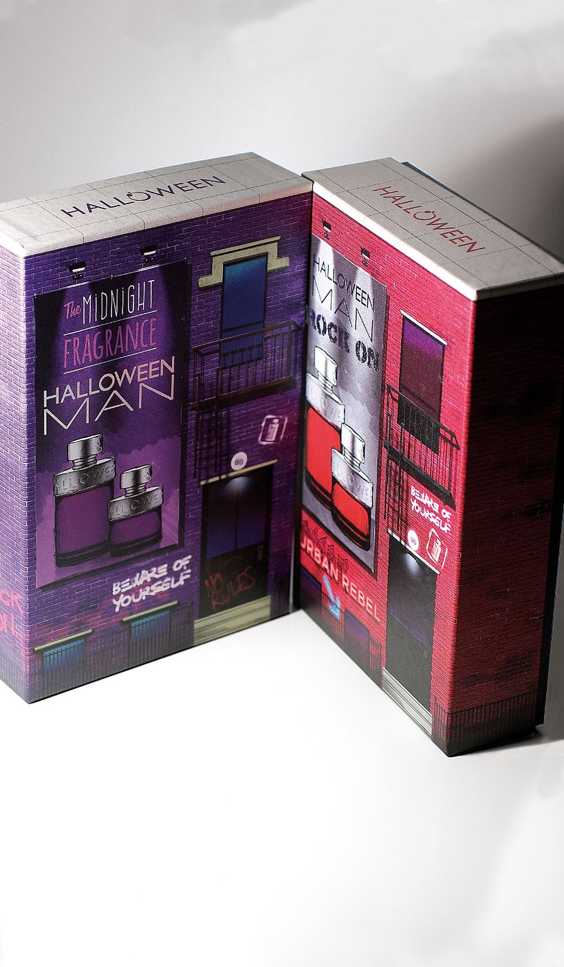 HALLOWEEN MAN Estuches que forman un paisaje urbano | Tipo: Tapa y Base | Sector: Perfumes