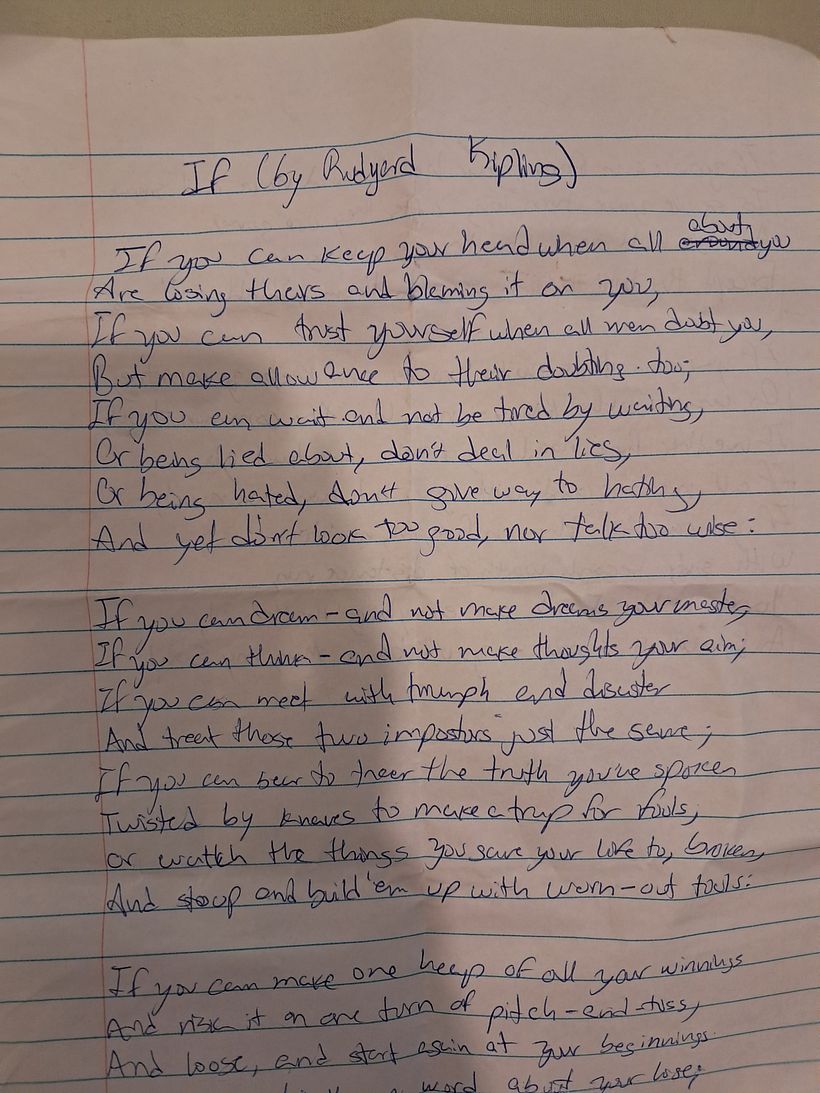 This is my first acting video. I wrote the poem twice and practice the use of silence and different intonation to portray p
