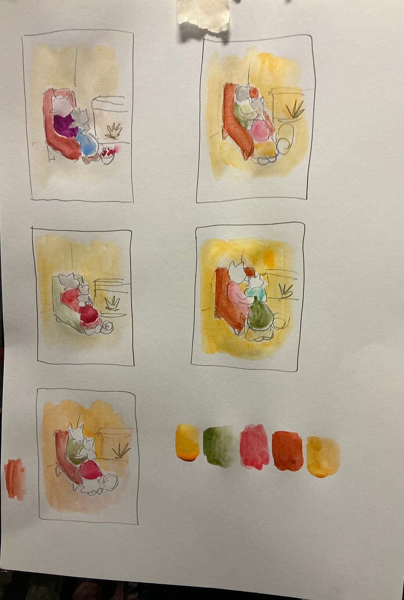 Different color tones to find the perfect one. Chose top right.