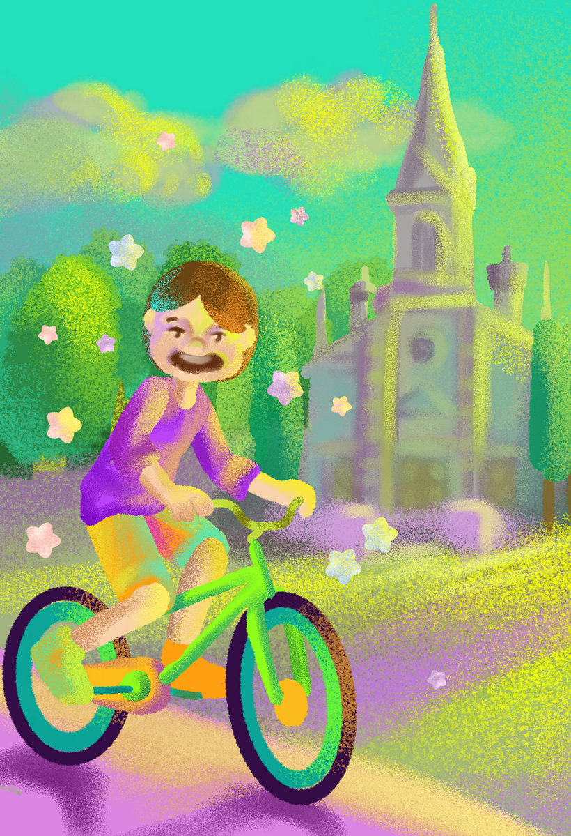 Alberto andando en bici