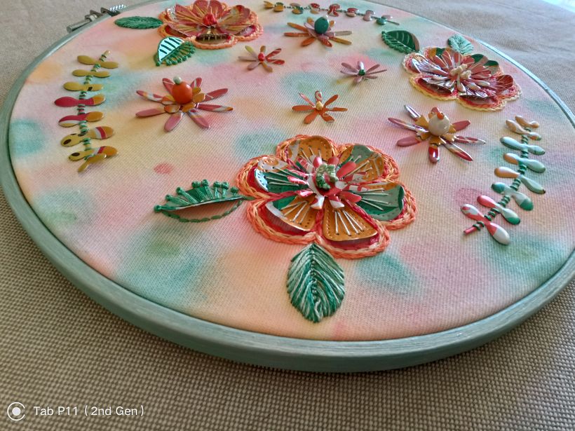 Embroidery on recycled metals 2