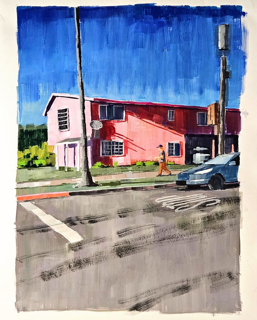 Late afternoon Dingbat apartment building