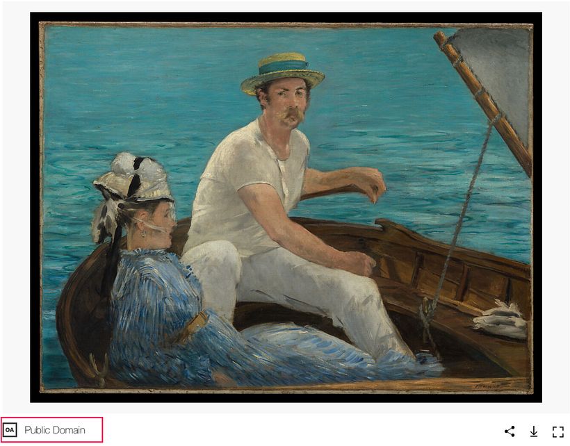 "En el bote" (Boating) de Édouard Manet.