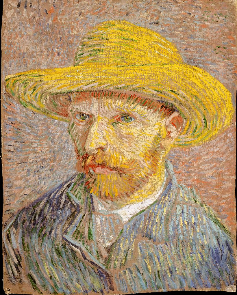 "Autorretrato con sombrero de paja" de Vincent van Gogh. 