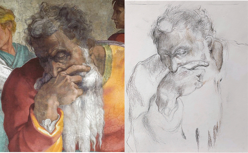 Prophet Jeremiah, Michelangelo: Tonal study