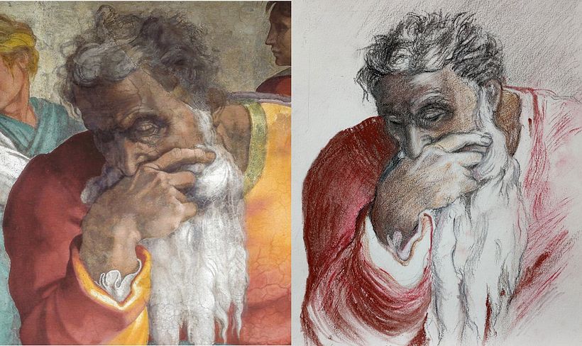 Exercise: Add features and details Copy of Jeremiah the Prophet from the Sistine Chapel, Michelangelo
