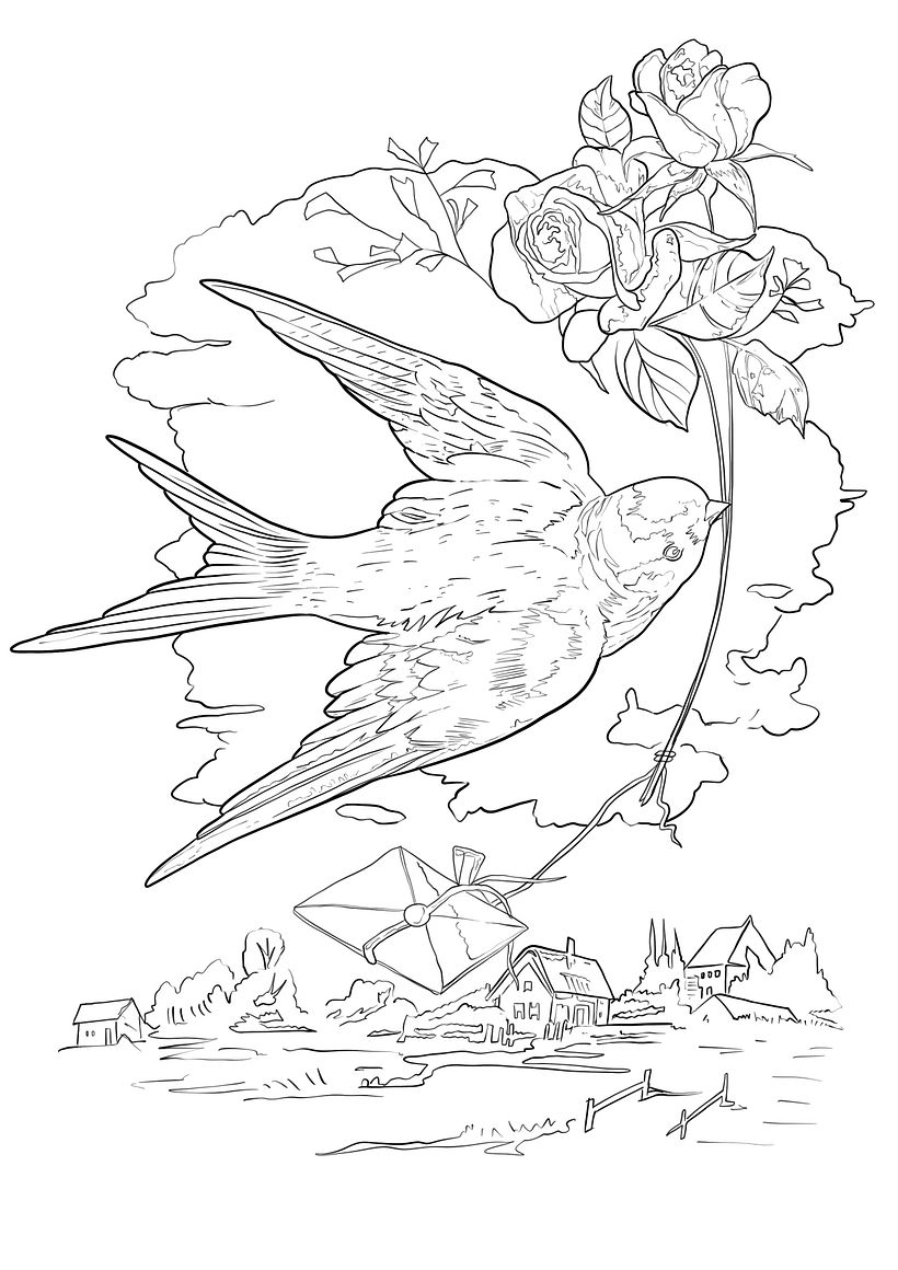 Kırlangıç - Bic kalemle yapılmış bir çizim 1