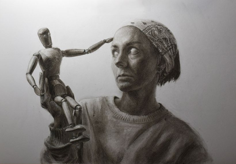 Self-portrait with an articulated doll 1