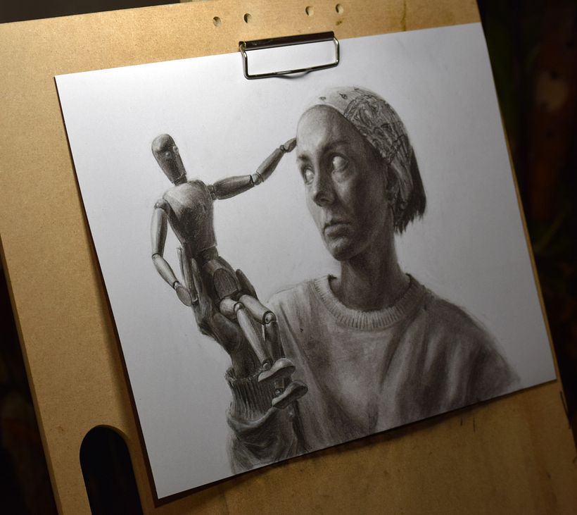 Self-portrait with an articulated doll 2